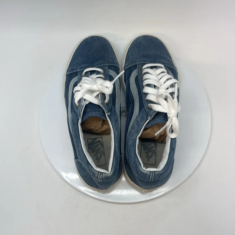 Vans Old Skool Mens‎ 8 Blue Athletic Skate Canvas Suede Shoes Sneakers 721278